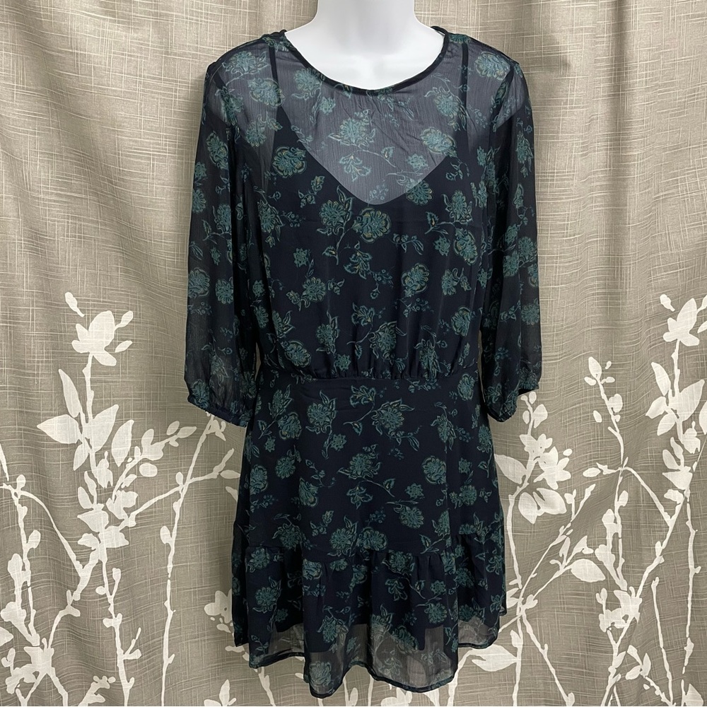 Abercrombie & Fitch Dress M Medium Navy Blue Floral Paisley
